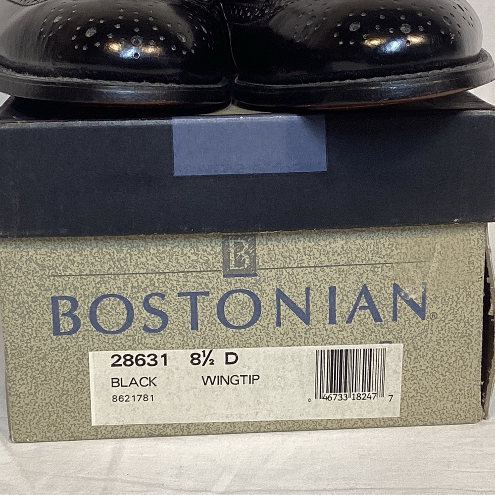 Vintage Bostonian Black Leather Wingtip Men’s Size 8.5 Made In USA - Picture 11 of 12